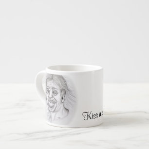 Kiss me! Pencil drawing black and white Design Espresso Cup