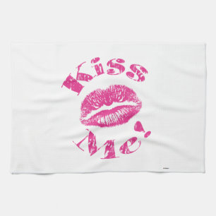 Kiss Me! Pink Lips Tea Towel