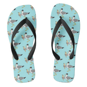 Kiss Me Quick Seagull Flip Flops Beach Footwear