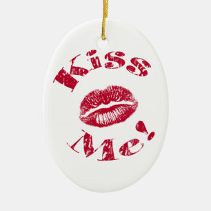 Kiss Me! Red Lips Ceramic Tree Decoration