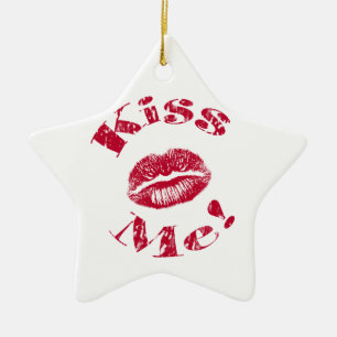 Kiss Me! Red Lips Ceramic Tree Decoration