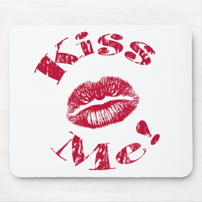 Kiss Me! Red Lips Mouse Mat (Front)