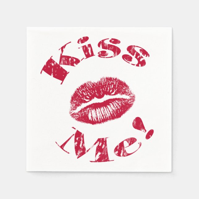 Kiss Me! Red Lips Napkin (Front)