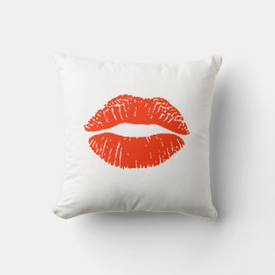 Kiss Me Red Lipstick Print Pillow  Customise It!