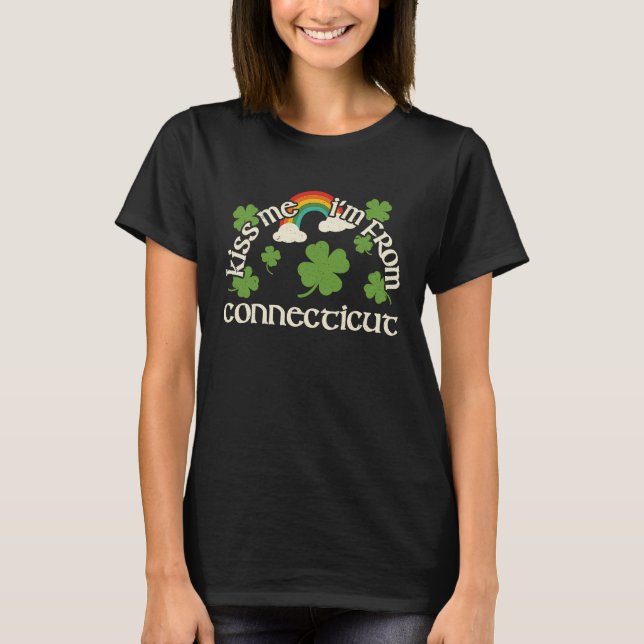 Kiss Me Shamrock  State St Patrick's Day Connectic T-Shirt (Front)
