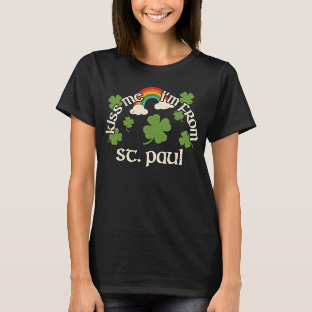Kiss Me Shamrock US City St Patrick's Day St Paul T-Shirt (Front)