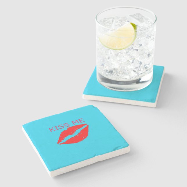 Kiss Me Stone Coaster (Side)