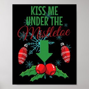 Kiss Me Under The Mistletoe Funny Adult Christmas Poster