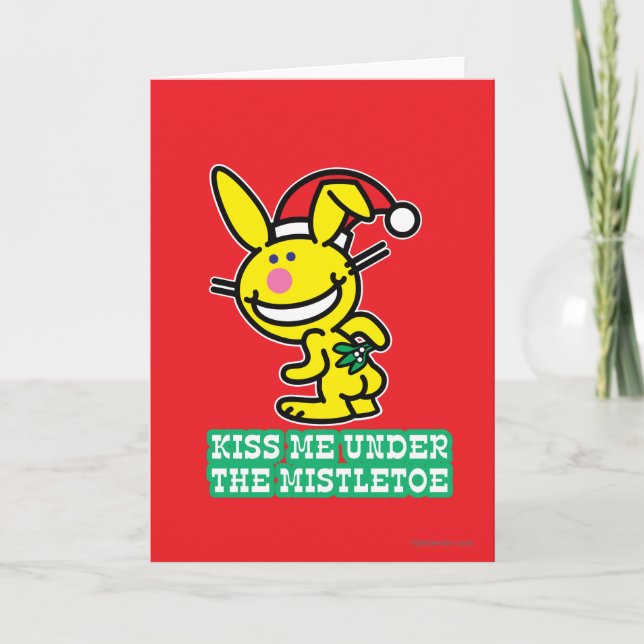 Kiss Me Under The Mistletoe Holiday Card (Front)