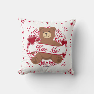 Kiss Me! Valentine's Day Teddy Bear Cushion