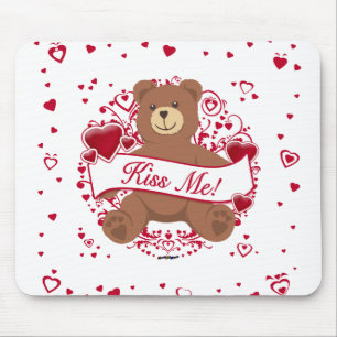 Kiss Me! Valentine's Day Teddy Bear Mouse Mat