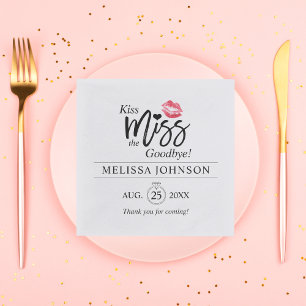 Kiss Miss Goodbye Ring Bridal Shower Bachelorette Napkin