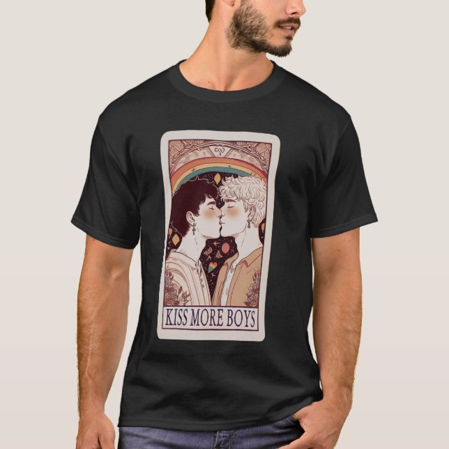 Kiss More Boys Gay Kissing for Gay Pride Month T-Shirt (Front)