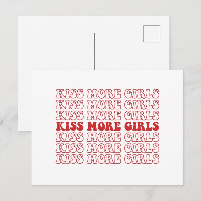 Kiss More Girls Lesbian Bisexual LGBTQ Pride Month Postcard (Front/Back)