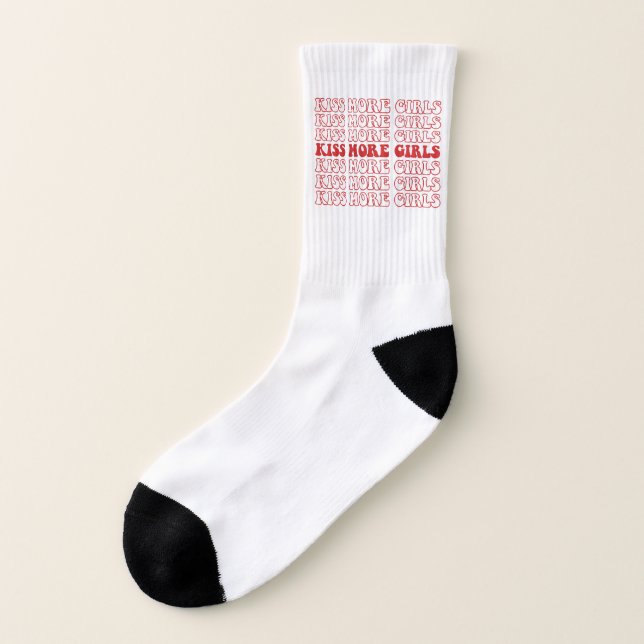 Kiss More Girls Lesbian Bisexual LGBTQ Pride Month Socks (Left Outside)