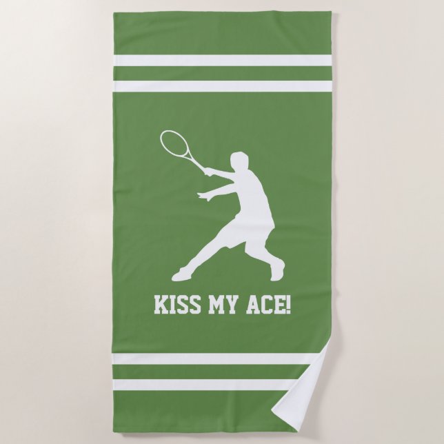 Kiss my ace funny beach towel for tennis player (Front)