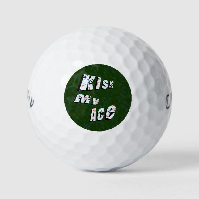 Kiss My Ace, Funny, Golf Balls (Front)