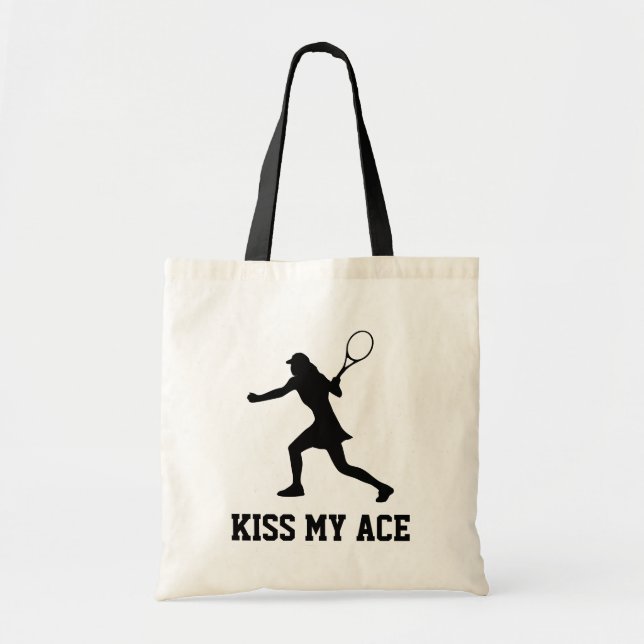Kiss My Ace funny tennis tote bag for women (Front)