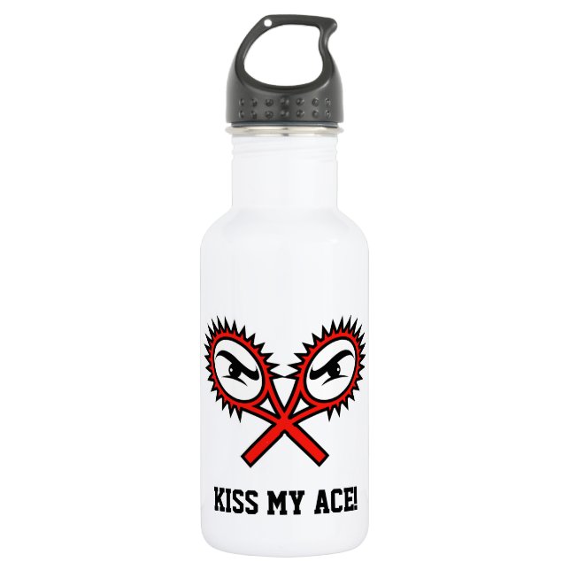 KISS MY ACE funny tennis water bottle for player (Front)