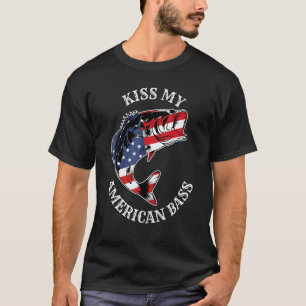 Kiss My American Bass Fishing Redneck Patriot USA T-Shirt