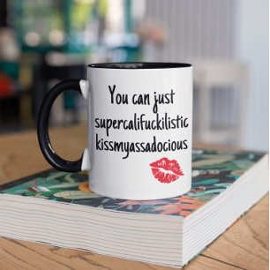 Kiss My Assadocious Funny Handwritten  Two-Tone Coffee Mug