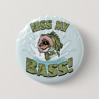 Kiss My Bass Big Mouth Fish Gear 6 Cm Round Badge