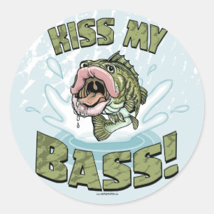 Kiss My Bass Big Mouth Fish Gear Classic Round Sticker