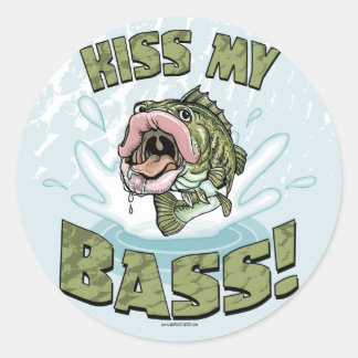 Kiss My Bass Big Mouth Fish Gear Classic Round Sticker
