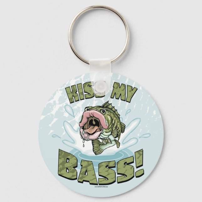 Kiss My Bass Big Mouth Fish Gear Key Ring (Front)