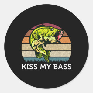 Kiss My Byss Cute Vintage Byss Fishing Design Classic Round Sticker