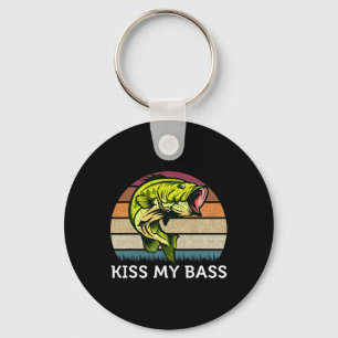 Kiss My Byss Cute Vintage Byss Fishing Design Key Ring