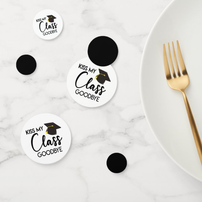 Kiss My Class Goodbye Black White Graduation Party Confetti (Group)