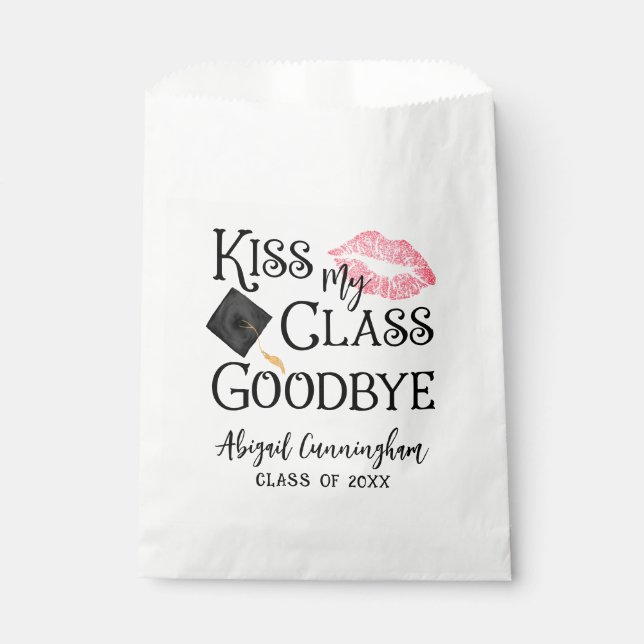 Kiss My Class Goodbye Funny Graduation Personalise Favour Bags (Front)