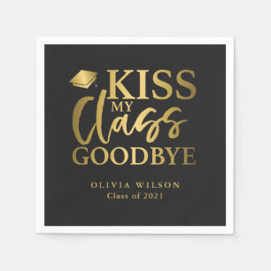 Kiss My Class Goodbye Gold Black Napkin