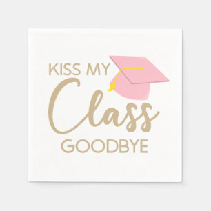 Kiss My Class Goodbye Pink Brown Graduation Party Napkin
