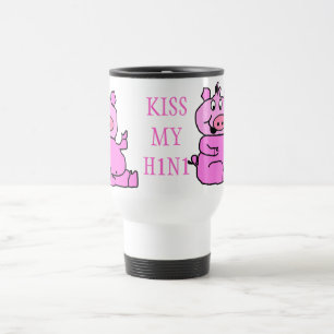 "KISS MY H1N1" Pink Cartoon Pig Aluminium Mug
