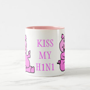 "KISS MY H1N1" Pink Cartoon Pig Ceramic Mug