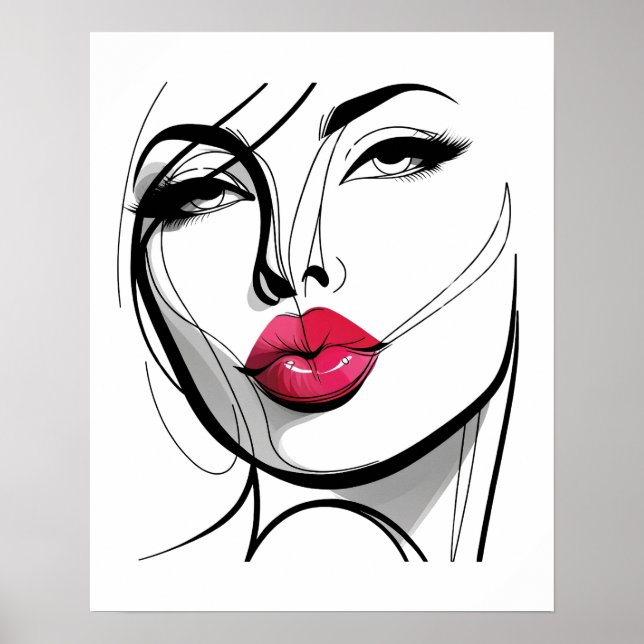 Kiss my Lips Girl - Line Art  Poster (Front)