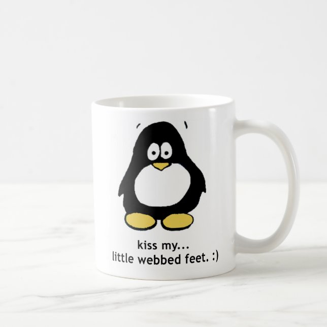 "Kiss My Little Webbed Feet" Penguin Mug (Right)
