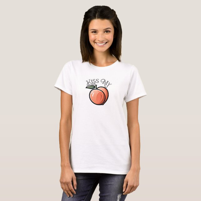 Kiss my Peach Peaches Funny Fruit T-Shirt (Front Full)