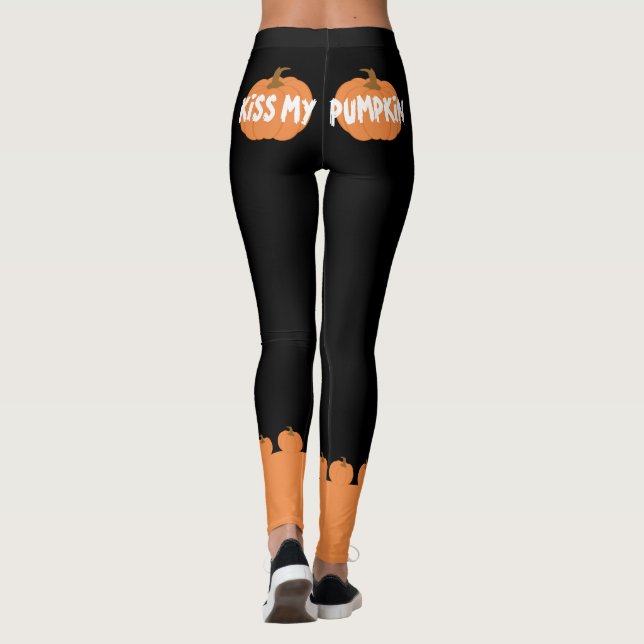 Kiss my pumpkin funny Halloween Leggings (Back)