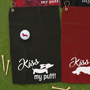 Kiss My Putt Black Wiener Dog Cheeky Golf Towel