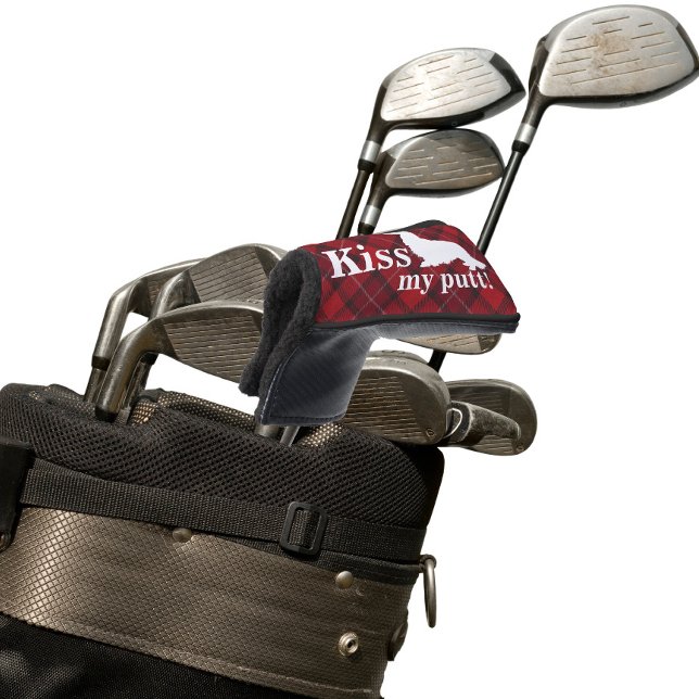 Kiss My Putt Cheeky Long Hair Dachshund Golf Head Cover (Kiss by Putt - long hair wiener dog punny golf head cover)
