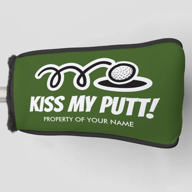 Kiss My Putt Funny custom golf putter cover gift (Front)