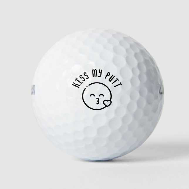 Kiss My Putt - Funny Golf Pun  Golf Balls (Front)