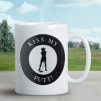 Kiss My Putt Funny Golfer Humor Silhouette Black
