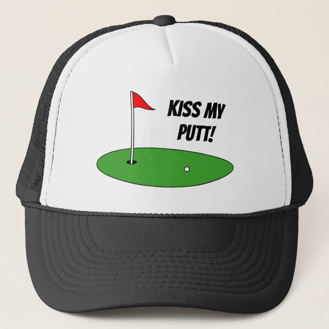 Kiss my putt funny sports hat for golfer (Front)
