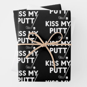 Kiss My Putt Golf Funny Jokes Sarcastic Golfer Wrapping Paper Sheet