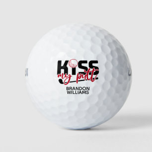 Kiss My Putt Monogram Red Golf Balls