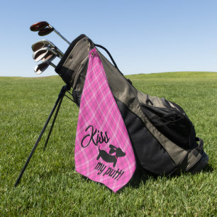 Kiss My Putt Plaid Wiener Dog Cheeky Golf Towel